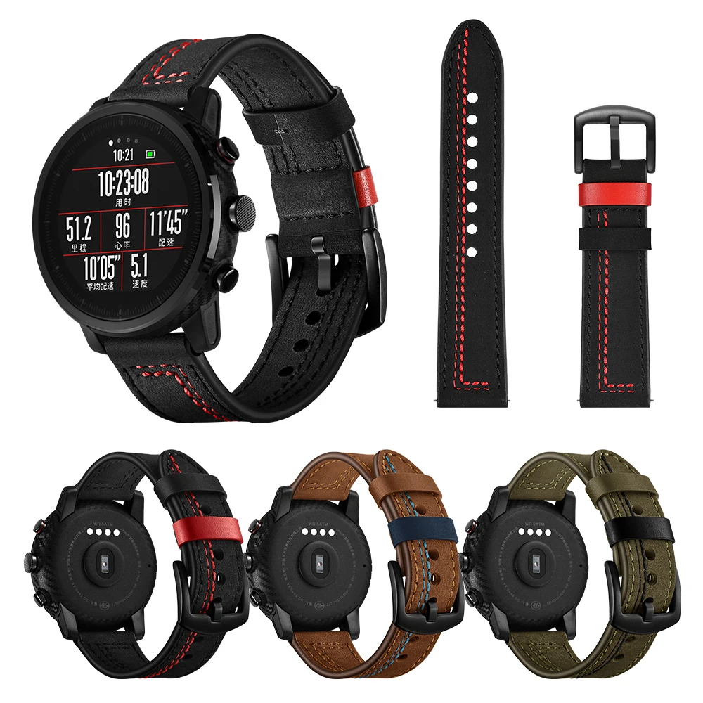 Ремешок из коровьей кожи для смарт часов HUAMI Amazfit Stratos 1/2 3 цвета|Ремешки часов| |