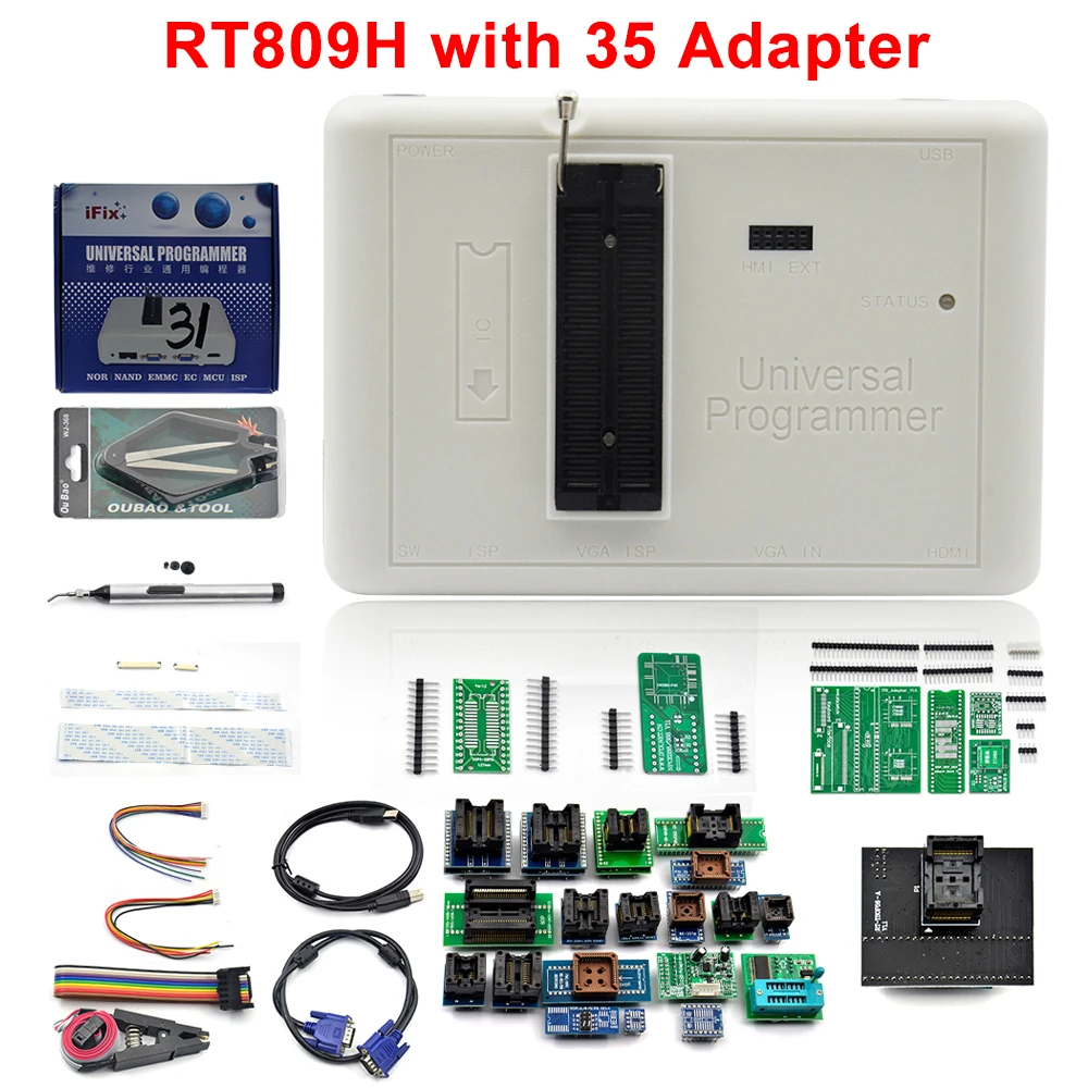 Sinstar новейший RT809H emmc-nand вспышка чрезвычайно быстрый Универсальный программатор+ 35 деталей+ кабель EDID с CABELS emmc-nand