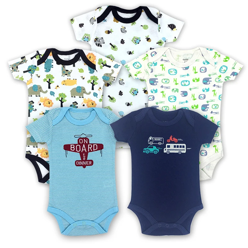 5 unids/lote Unisex De alta calidad mamelucos De bebé De manga corta cuello redondo M 0-12 m novedad niños recién nacidos y niñas ropa De bebé niña 5 unids/lote Unisex De alta calidad mamelucos De bebé De manga corta cuello redondo M 0-12 m novedad niños recién nacidos y niñas ropa De bebé niña