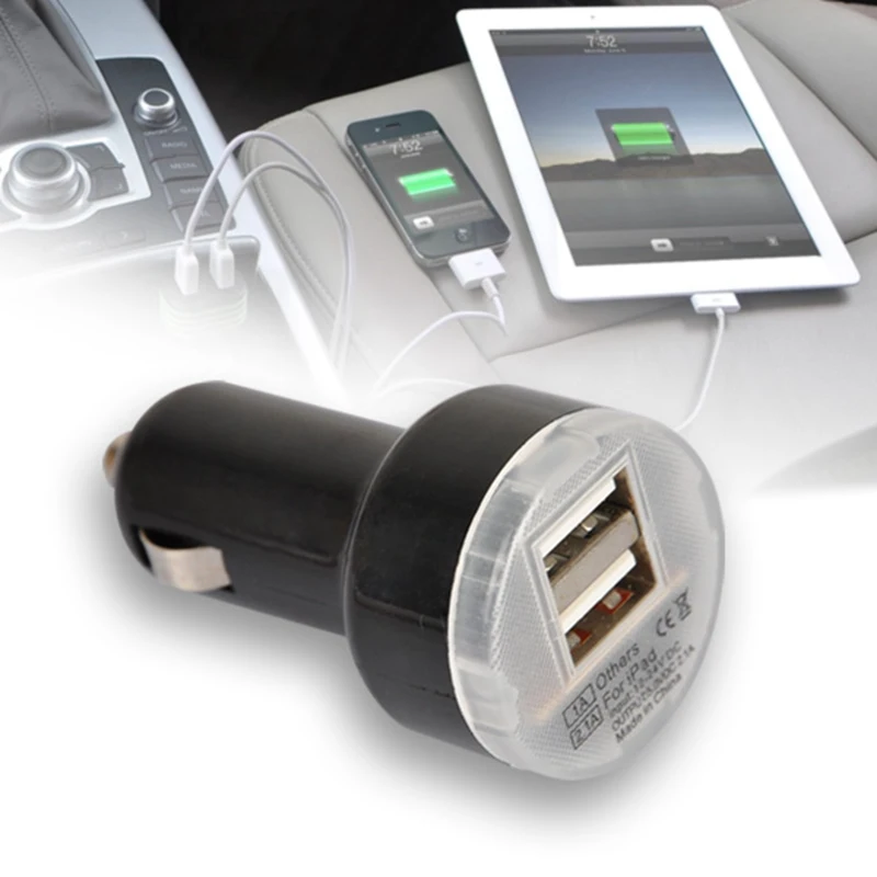 

10 Color Mini Bullet 2 Port Dual USB Car Charger Adapter Micro Auto Universal for iPhone iPad for Samsung Huawei Xiaomi Charging