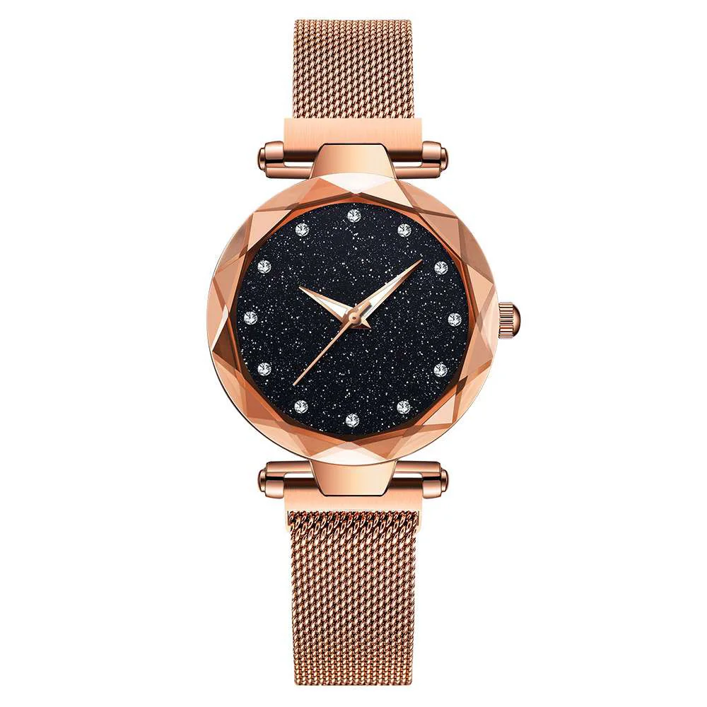 

Luxury Women Rose Gold Watches Ladies Magnetic Starry Sky Quartz Wrist watches Fashion Diamond Female Clock Gifts reloj femenino