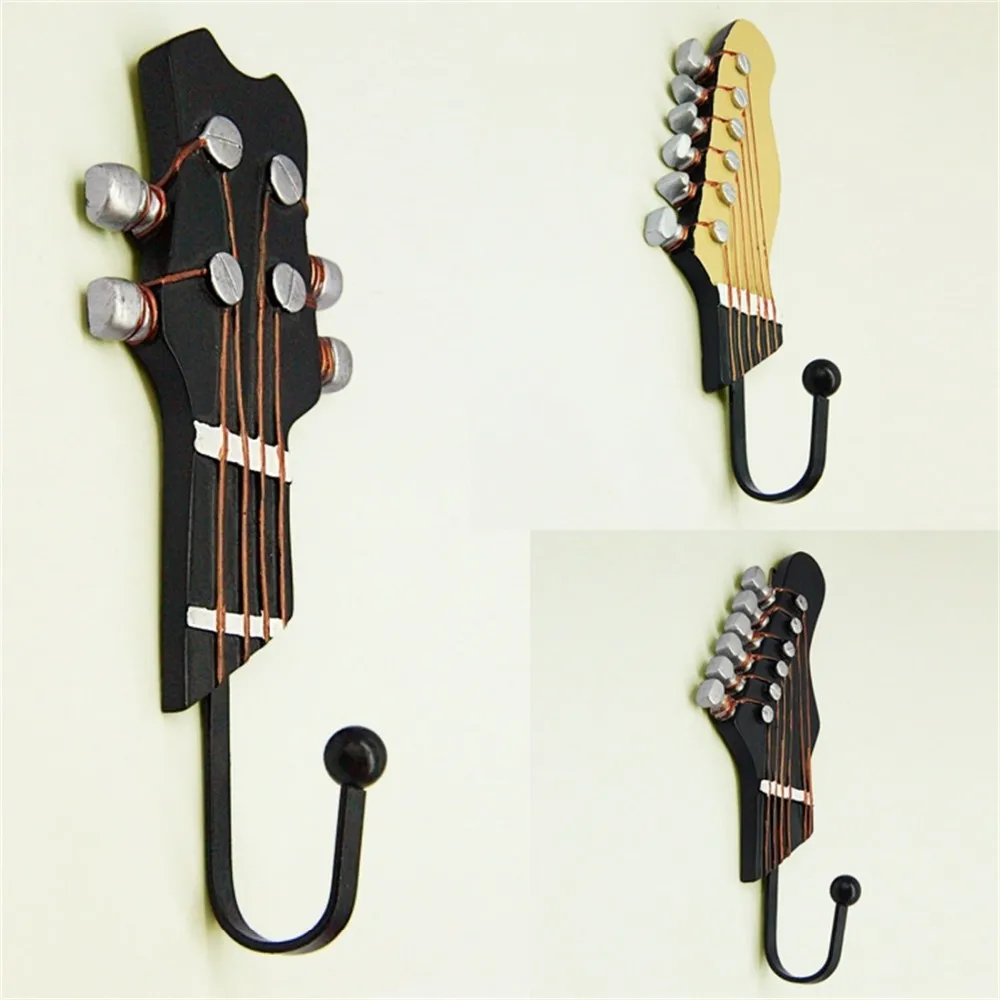 3 PCS Resin Guitar Bass Shape Hanger Clothes Hat Hook Wall Mounted