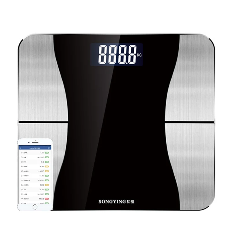Умные Bluetooth весы для жира, точные весы для веса, функция голосового вещания, светодиодный hd-экран, весы для ванной комнаты
