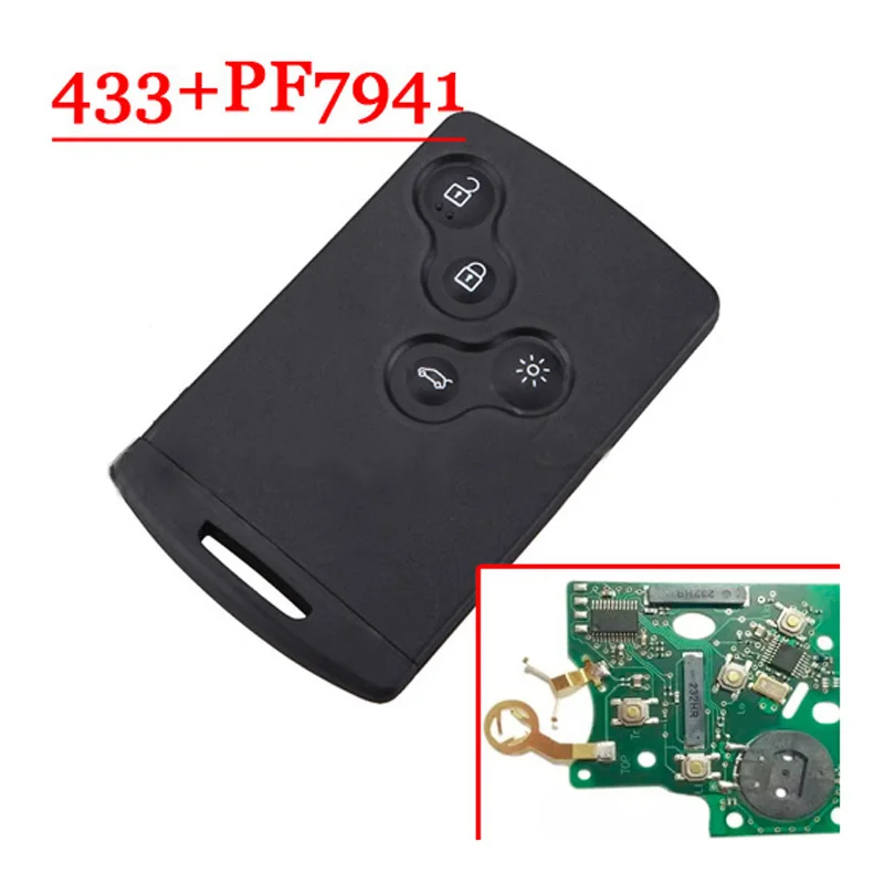 

4 Buttons Remote Smart Card For Renault Koleos 7941 / 7952 Chip
