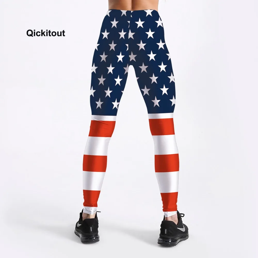 Qickitout Летние Стильные женские леггинсы фитнес леггинсы американский флаг, звезды и полосы леггинсы с высокой талией и принтом тренировочные штаны S-4XL