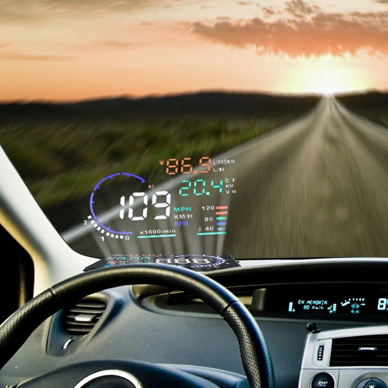 A8 hud OBD2 head up display Projector on a windshield digital car speedometer Auto Speed Meter
