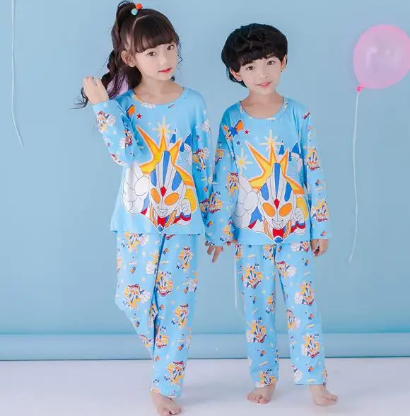 Лидер продаж осень Комплекты детской одежды для мальчиков и девочек костюм с рисунком пижамы с длинным рукавом мультфильм Детские пижамы комплект 1 компл