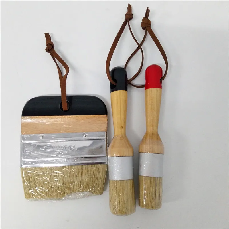 Solid Wood Home Decor Wood Furniture Painting Projects Box Included Brushul 2 Round Natural Boar Hair Bristles 9 Length Premium Chalk /& Wax Paint Brush