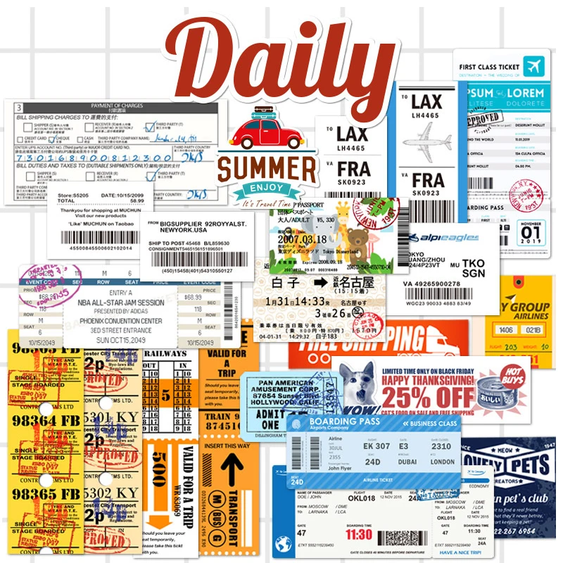

22pcs Air Boarding Pass stickers For Car Laptop Notebook Decal Fridge Skateboard Batman Superman Hulk Iron Man