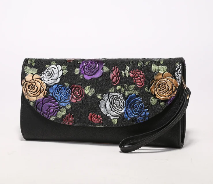 

XIAOYAN Hot sale 2018 new style fashion painted roses pattern Europen and American women handbag multi-card handbag