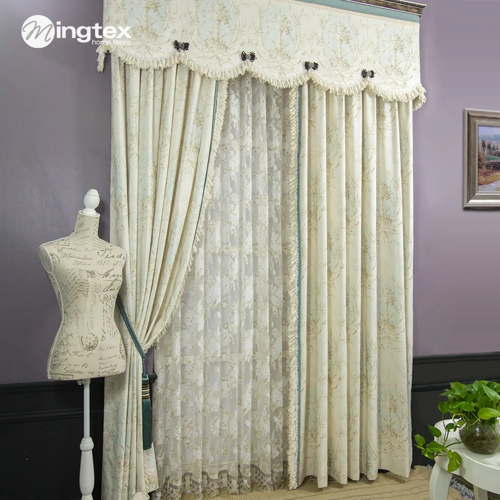 American style curtain bedroom curtain white lace curtain window