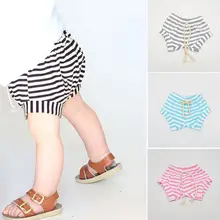 Pudcoco Summer Shorts Cotton Baby Boys Girls Shorts Kids Baggy Trousers Stripes Short Toddler Summer Nightwear
