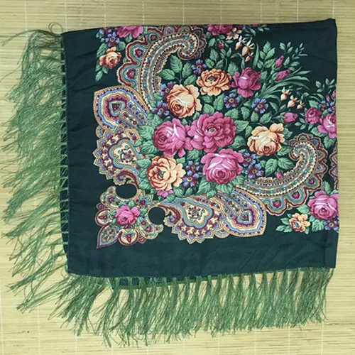 Брендовый модный шарф-шаль, длинный зимний хлопковый шарф с квадратным узором и кисточками, женский шарф с принтом, большие размеры, шали, шарфы - Цвет: army green