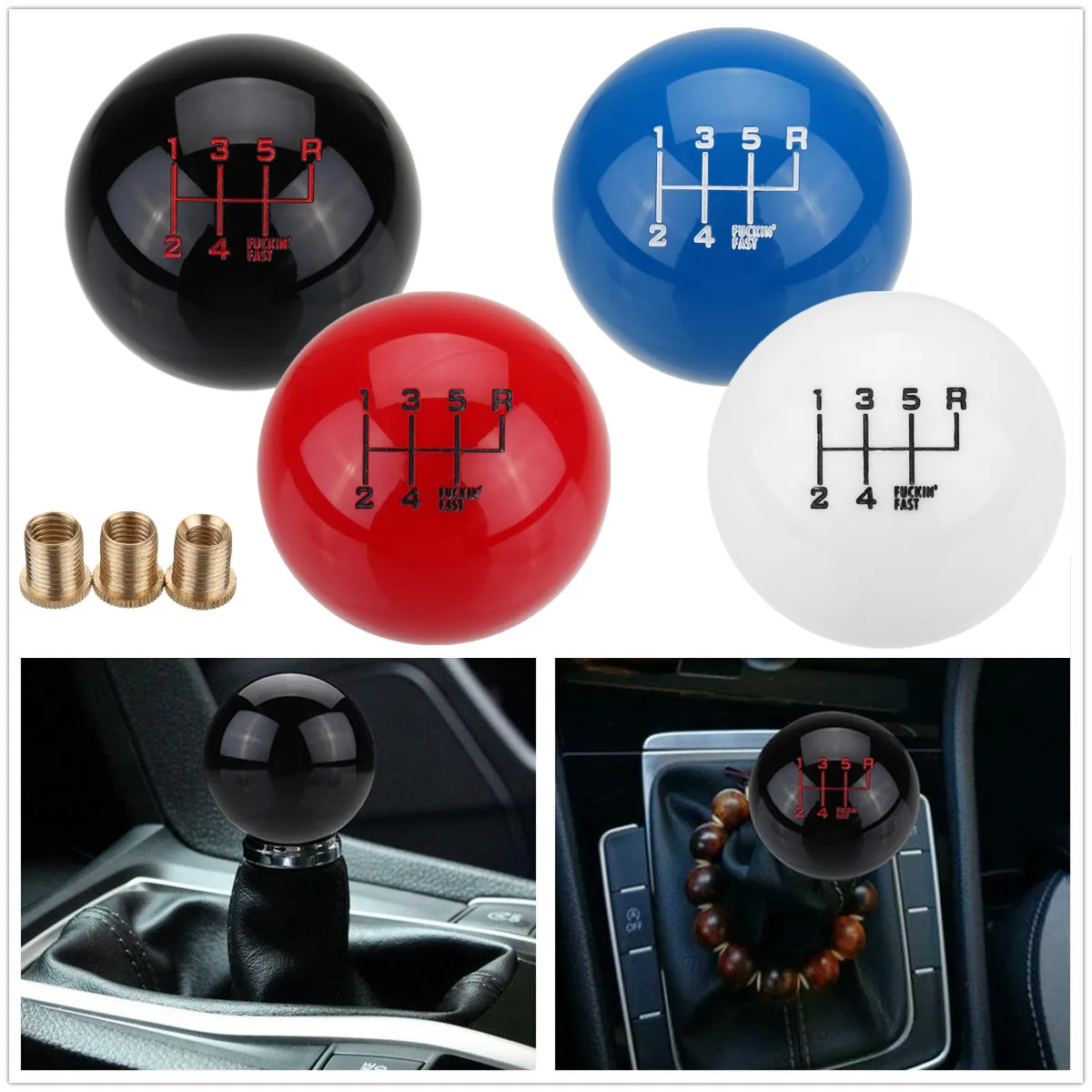 

Universal 6 Speed Car Manual Round Ball Gear Shift Knob Ball Short Throw Shifter Lever