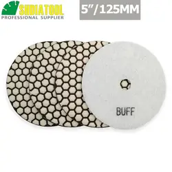 DIATOOL 4pcs 5"#WBUFF B Diamond dry polishing pads 125mm Sanding Disc For Granite Marble Stone