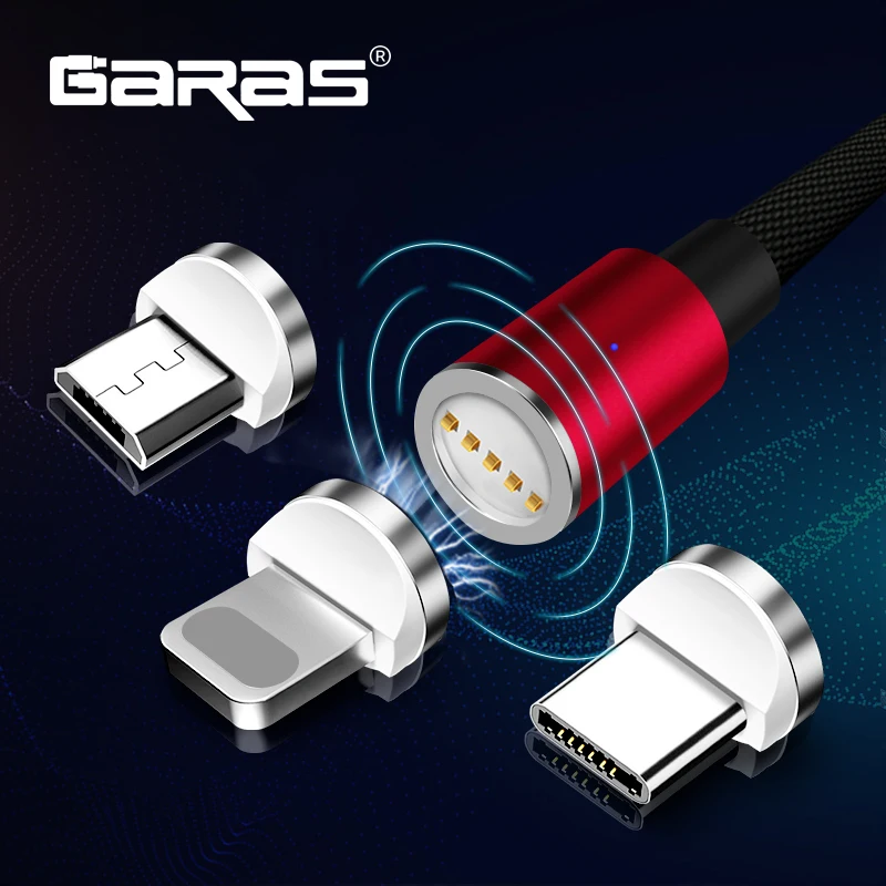 Магнитный usb-кабель GARAS для iphone/micro usb и type c 3A кабель быстрой зарядки xiaomi samsung oppo |