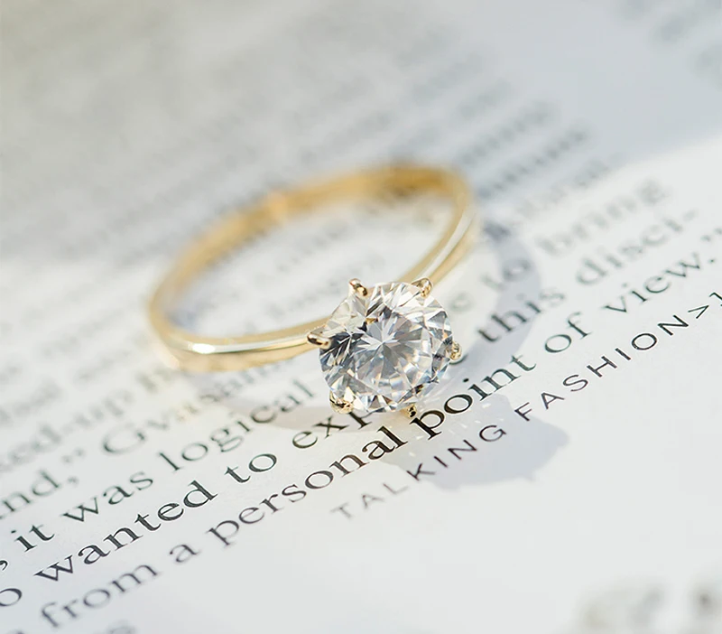 90%-ная скидка! 925 Твердые серебряные кольца для невесты цвет чистого золота обручальное кольцо с фианитами Свадебные Кольца для женщин HKR0753