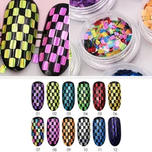 Блестки для ногтей прямоугольной формы хлопья Хроматическая блестящая голографическая вертикальная полоса блестка для маникюра украшения для ногтей 1 коробка