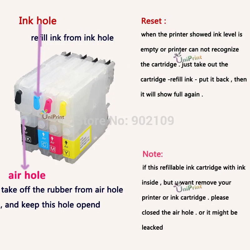 LC39 LC985 LC60 LC975 перезаправляемый картридж для Brothe MFC J220 J265W J410 J415W|ink cartridge|refillable ink