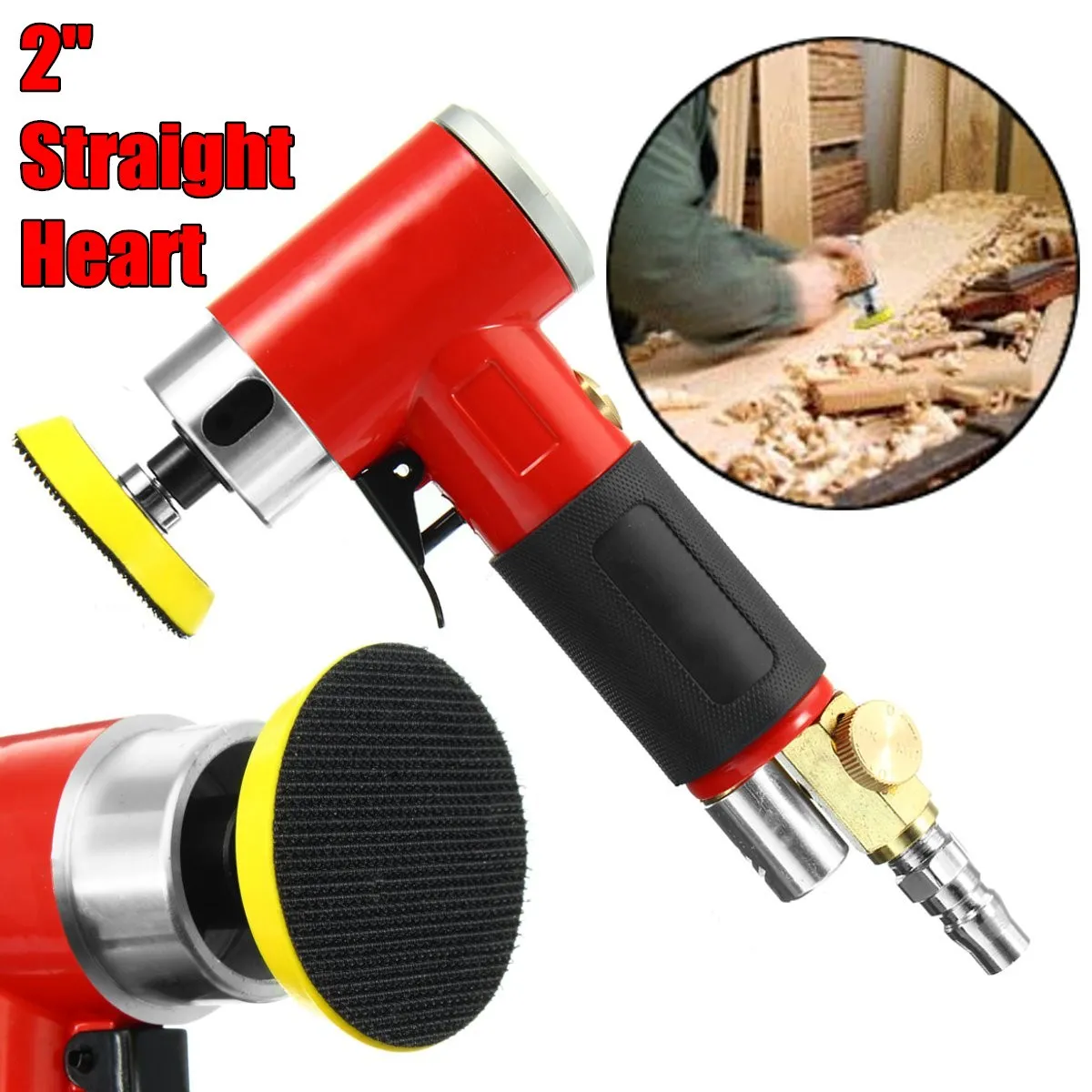 

2 Inch Straight Heart High-speed Mini Pneumatic Sanding Machine with Push Switch and Sanding Pad for Polishing / Grinding