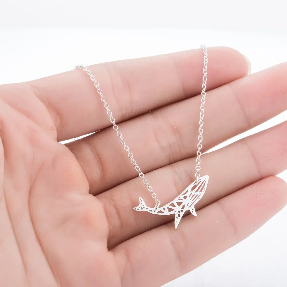 

Daisies Cute Origami Whale Pendants Animal Ocean Fish Fashion Jewelry For Women Birthday Party Gift Accessories