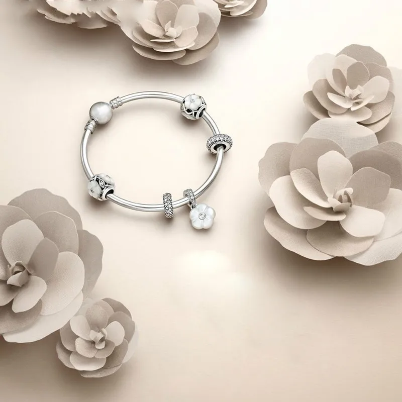 

S925 Silver Luminous Florals Charm Set Signature Bracelet Fit DIY Original Jewelry Pan-love Valentine's Day Present