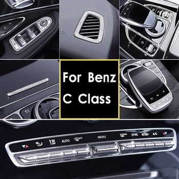 

Car Styling Center Mouse Button Car Sticker Protective Film Crystal Diamond Interior For Mercedes Benz C Class For Benz glc
