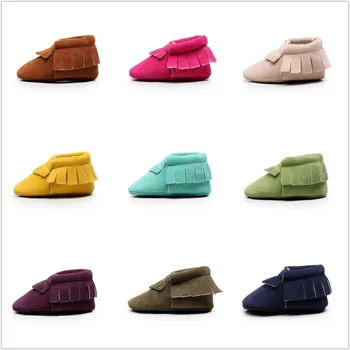 

baby girls moccs Soft Soled Non-slip Footwear Crib Shoes PU Leather First Walker Shoes suede pink