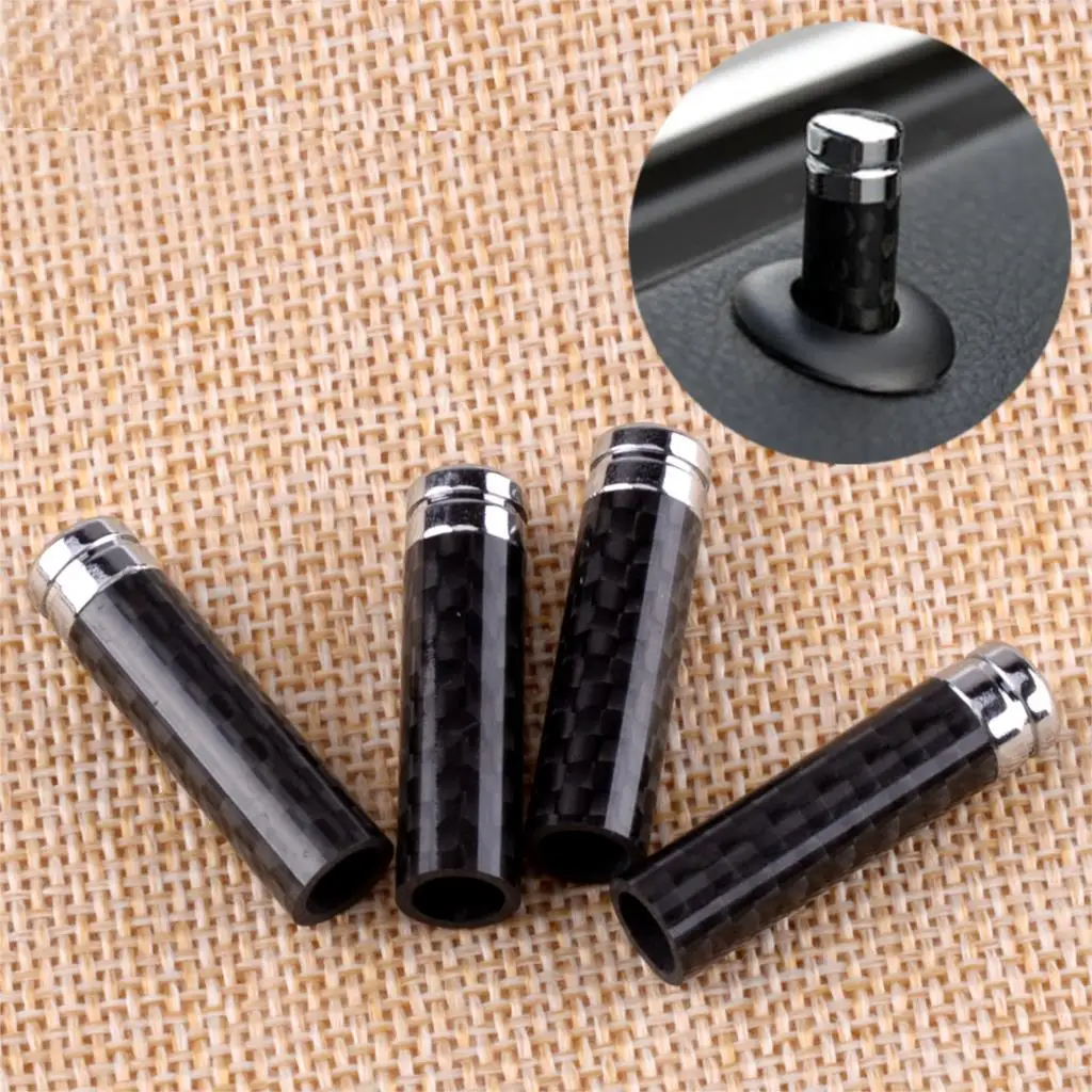 

CITALL 4pcs Car Carbon Fiber Door Pin Lock Knob Cover Fit for BMW 3 5 7 series E36 E46 E90 F10 F30 X3 X4 X5 X6 E53 E34 E30 E70