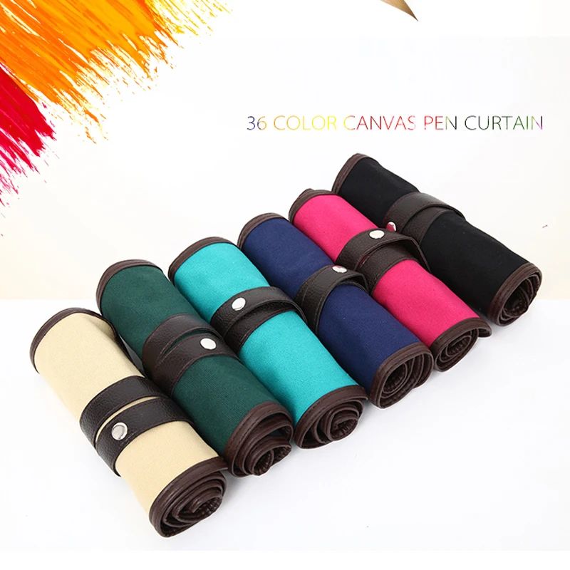 Portable Drawing Tools Roll Up Bag Canvas Paint Brush Cases For Artist Draw Pen Watercolor Oil Brush Rolls Bag (7)