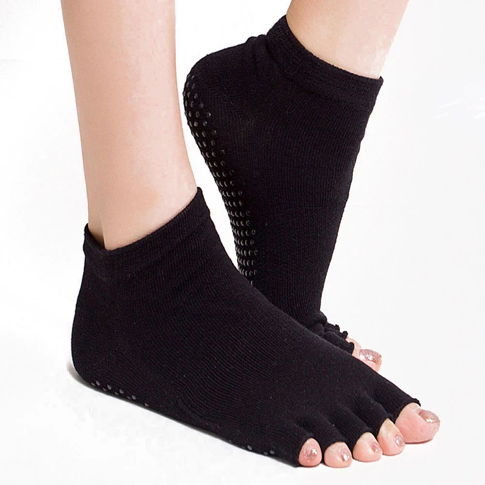1Pair Half Toe Yoga Socks Non Slip Peep Toe Anti Slip Pilates Ankle