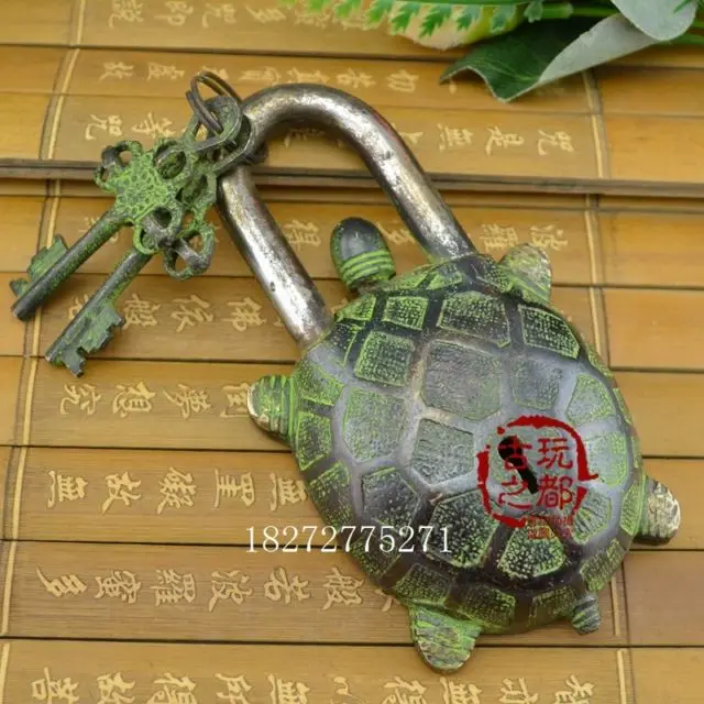 

China pure copper boutique collection The carving Tortoise lock