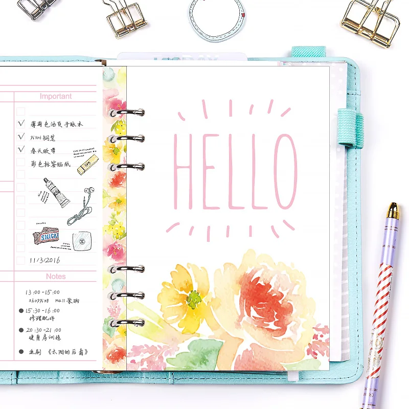 

Lovedoki 2019 HELLO DREAM Series Inner Pages for Dokibook Notebook Spiral Planner 6 Hole Loose Leaf Dairy Weekly Monthly Plan