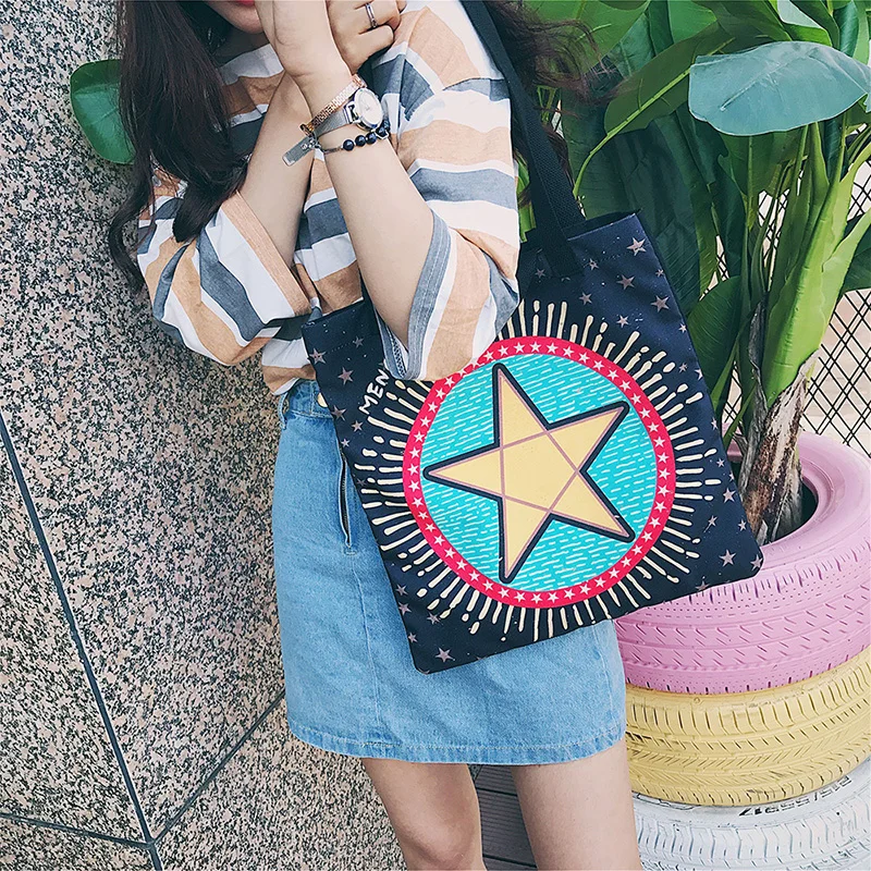 Menghuo Original Design New Tarot Canvas Handbags Printed Bags Beach Bags Large Capacity Tote Women Casual Shopping Bags Bolsa (32)