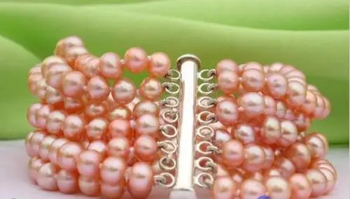 

Shipping >>>> p89 8strands round pink FW pearl bracelet bangle magnet