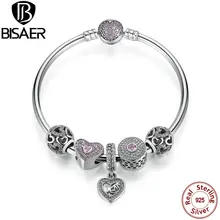 Original verdadero de 100% 925 Cuentas de Plata Del Encanto de la Pulsera y Brazalete Mamá Colgante, Sweetheart Perlas Encantos Joyería de Plata