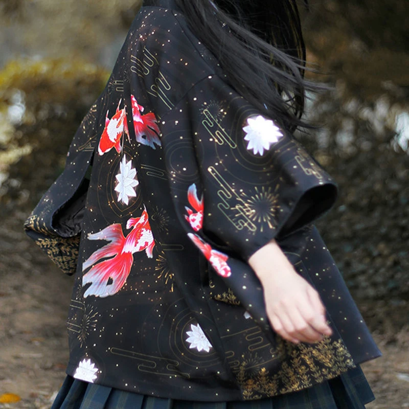 Blusas Mujer De Moda 2019 Kimono Women Shirts Harajuku Goldfish Ropa Coreana Mujer Chaqueta Kimono Mujer Tunic Sunscreen Tops