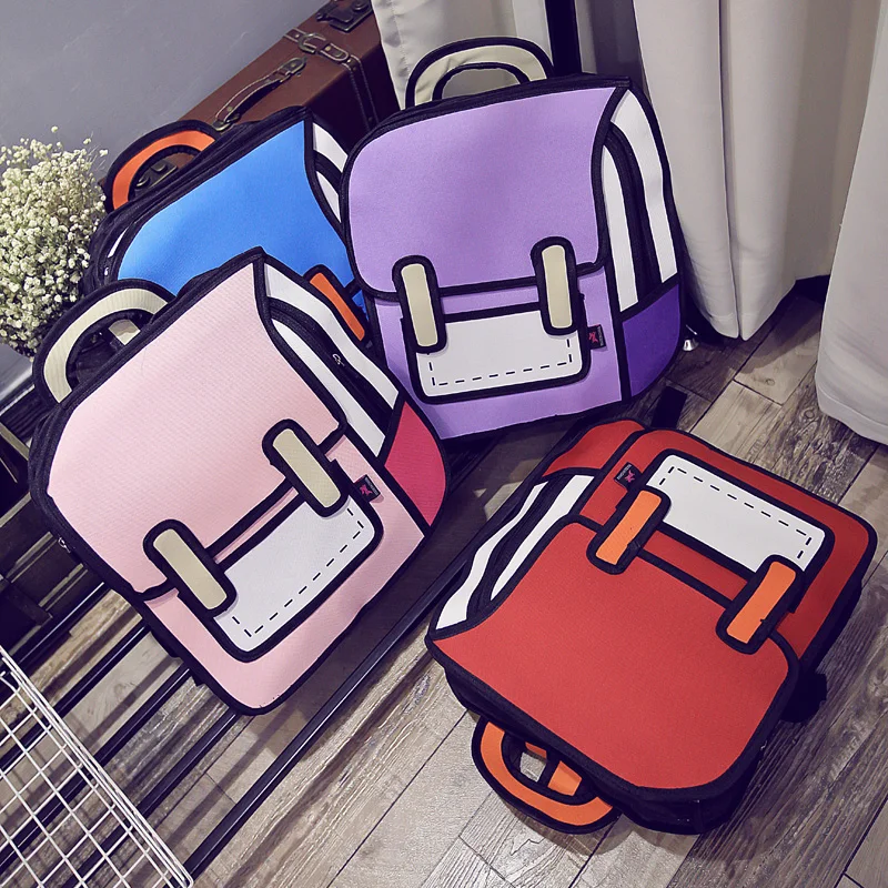 

2019 NEW Personality Second Element 3D Comics Backpack Creative Style Concise Schoolbag For Teenager Unisex Bags