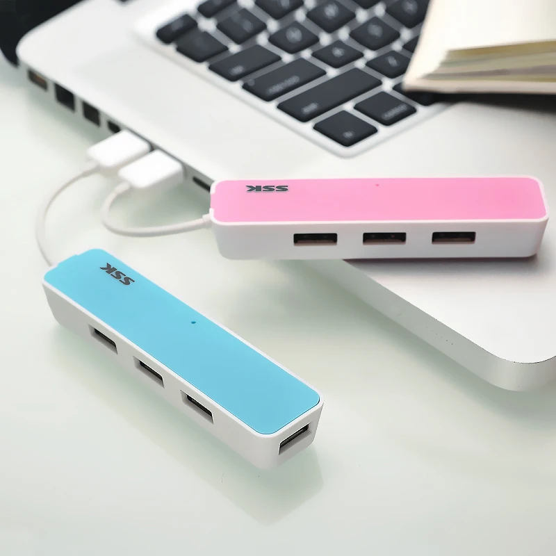 SSK хит продаж красочный концентратор USB2.0 с расширенным 4 usb-портами для ноутбука