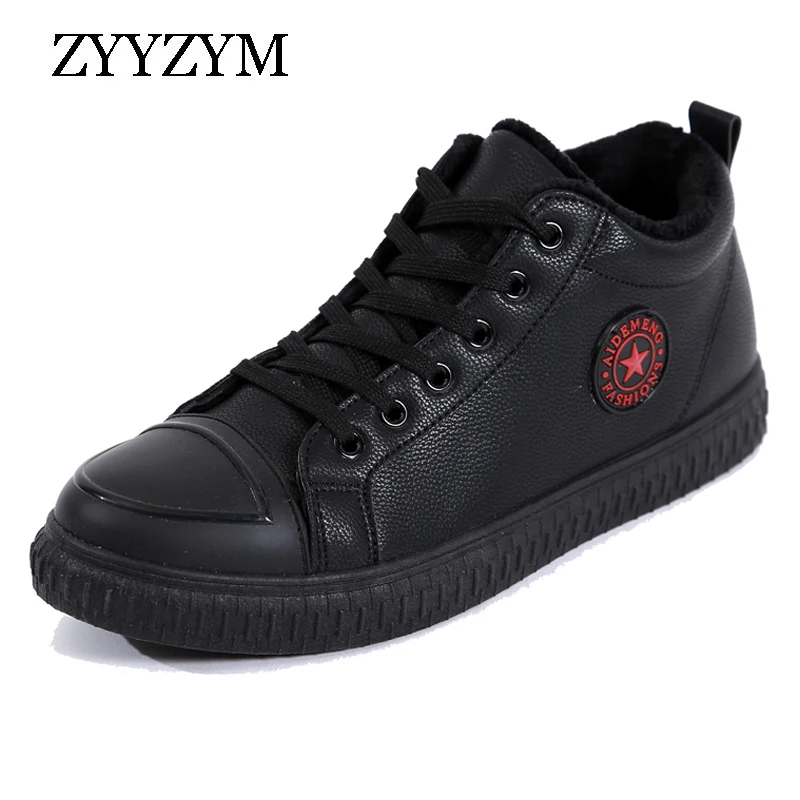 

ZYYZYM Mens Boots Winter Lace-Up Style Ankle Fashion Boots Men Waterproof Plush Keep Warm Men Snow Boots 2018 Hot Sales