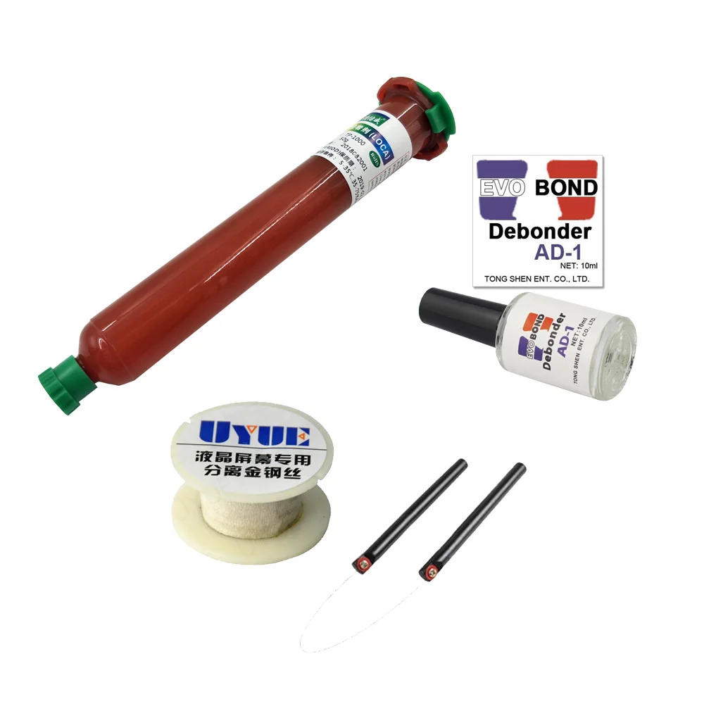 

4 in 1 TP-1000 LOCA UV Glue 50g With Glue Remover Dispergator Screen Glue Golden Cutting Wire 50Mv