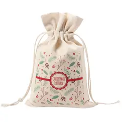 Холст Рождественский цветок рисунок в виде надписи "CHRISIMAS узор" Сумка для хранения/Drawstring сумки/подарок мешок конфет #3