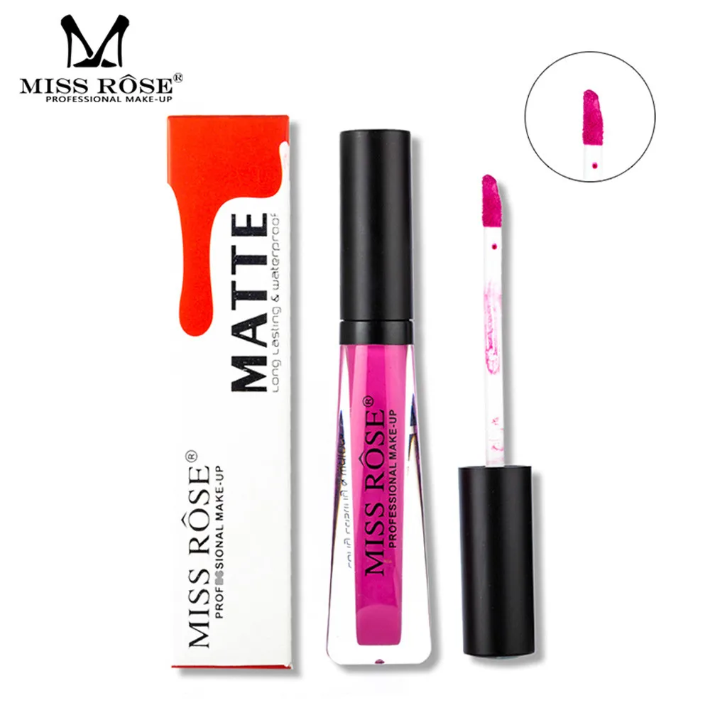 Горячая Распродажа высоконасыщенный MISS ROSE жидкая губная помада с увлажняющим