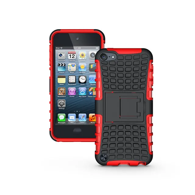 لتفاح ipod touch 5 6 تأثير 3d درع صدمات pc + tpu الهجين الصلب حالة الغطاء الخلفي مع حامل ل مسة 5 6 fundas