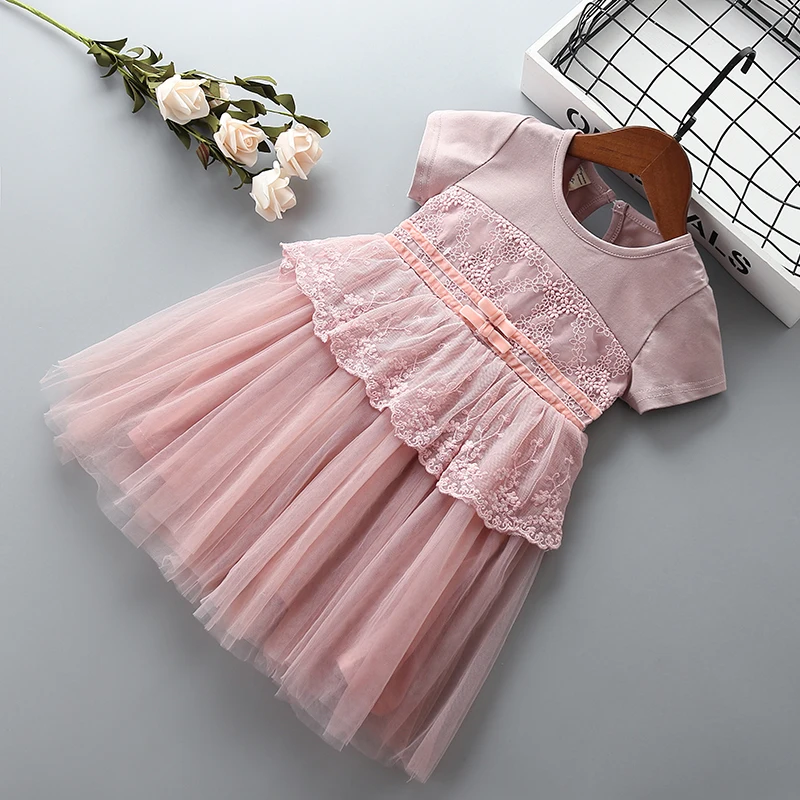 

0-6 years High quality girl dress 2019 summer new fashion casual flower kid children formal party birthday princess girl dress