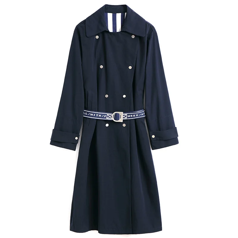 

2017 Autumn New Women's Casual trench coat oversize Double Breasted fashion Washed Outwear Loose Clothing