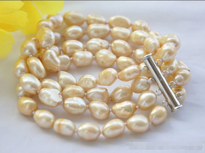 

z6024 4strands 12mm champagne baroque freshwater pearl bracelet 8inch@^Noble style Natural Fine jewe SHIPPING new >>free shippin