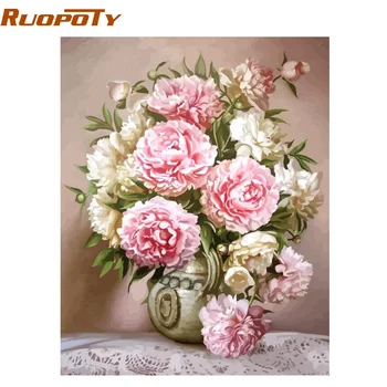 

RUOPOTY Frame Flowers DIY Painting By Numbers Acrylic Hand painted Oil Painting Wall Art Picture Unique Gift 40x50cm Home Decor