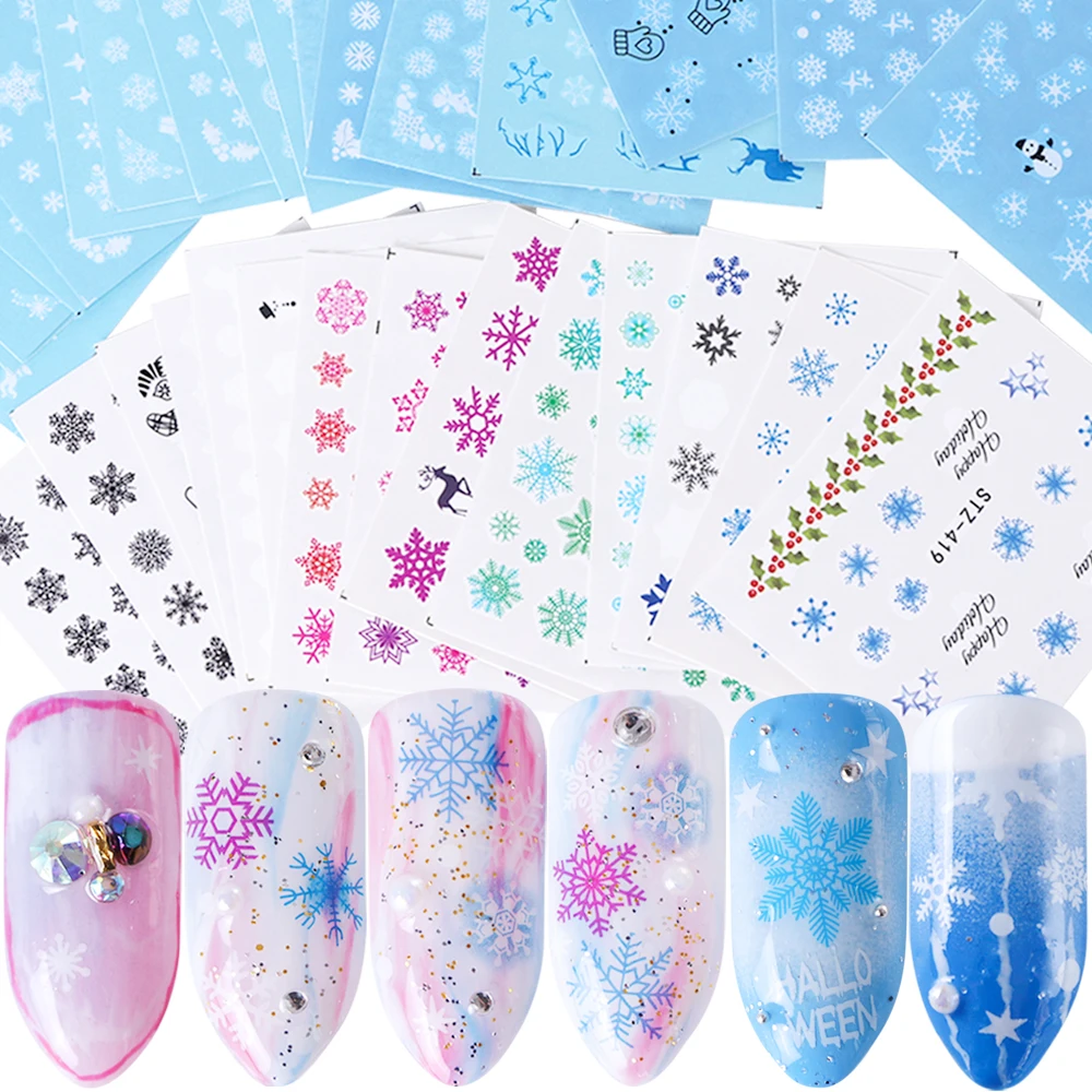 

30pcs/set Nail Art Water Decal Stickers Snowflake Deer Tree Nail Wrap Transfer Adhesive Tips Winter Manicure Decorations JI862