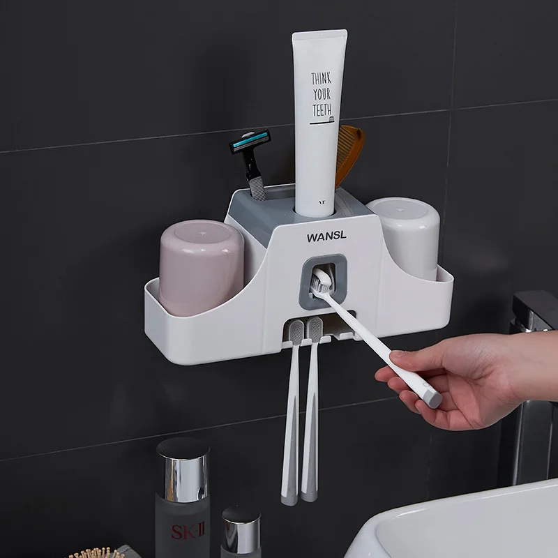 ONEUP настенная подставка для зубных щеток, смонтированная зубная паста, соковыжималка для рта, аксессуары для ванной комнаты, наборы, Подставка для хранения с чашкой